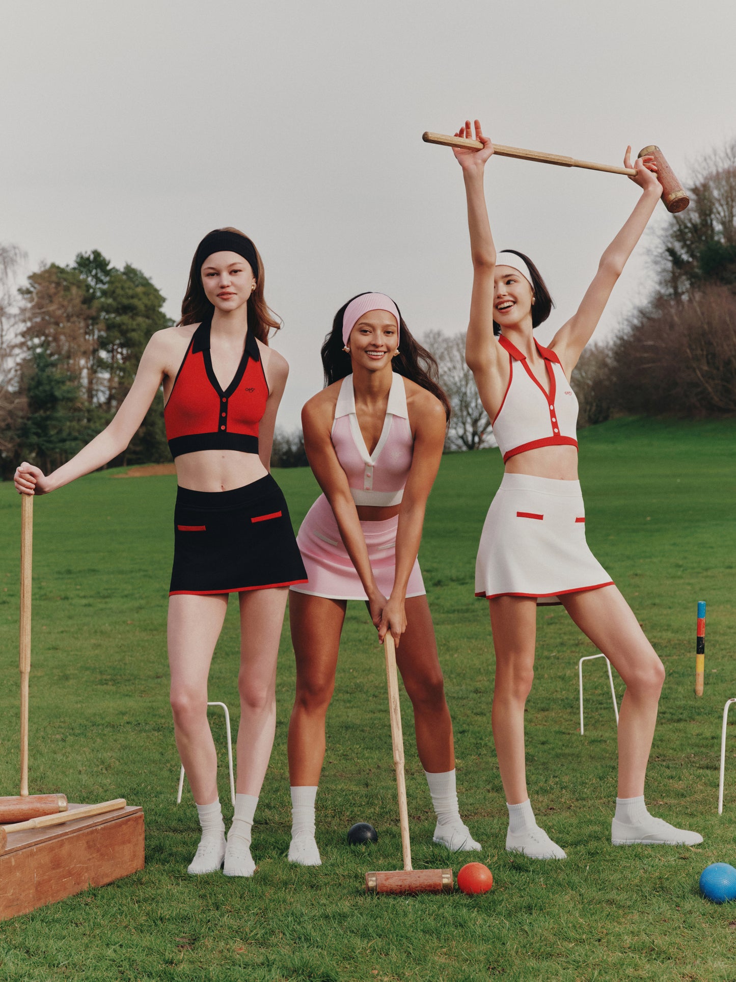 Wilhelmina Contrast Halter Knit Red Top