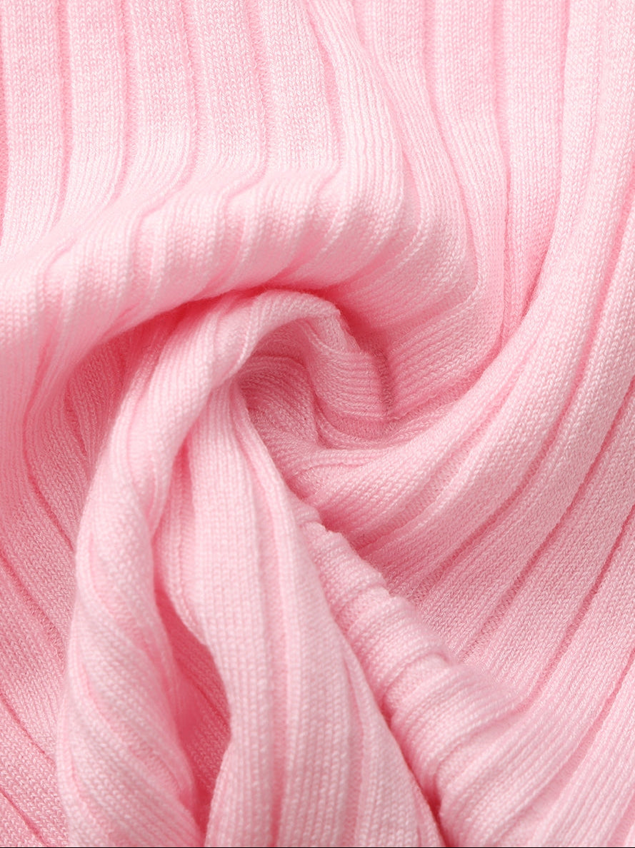 Jane Cropped Ribbed Pink Knit Cardigan