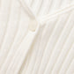 Jane Cropped Ribbed White Knit Cardigan