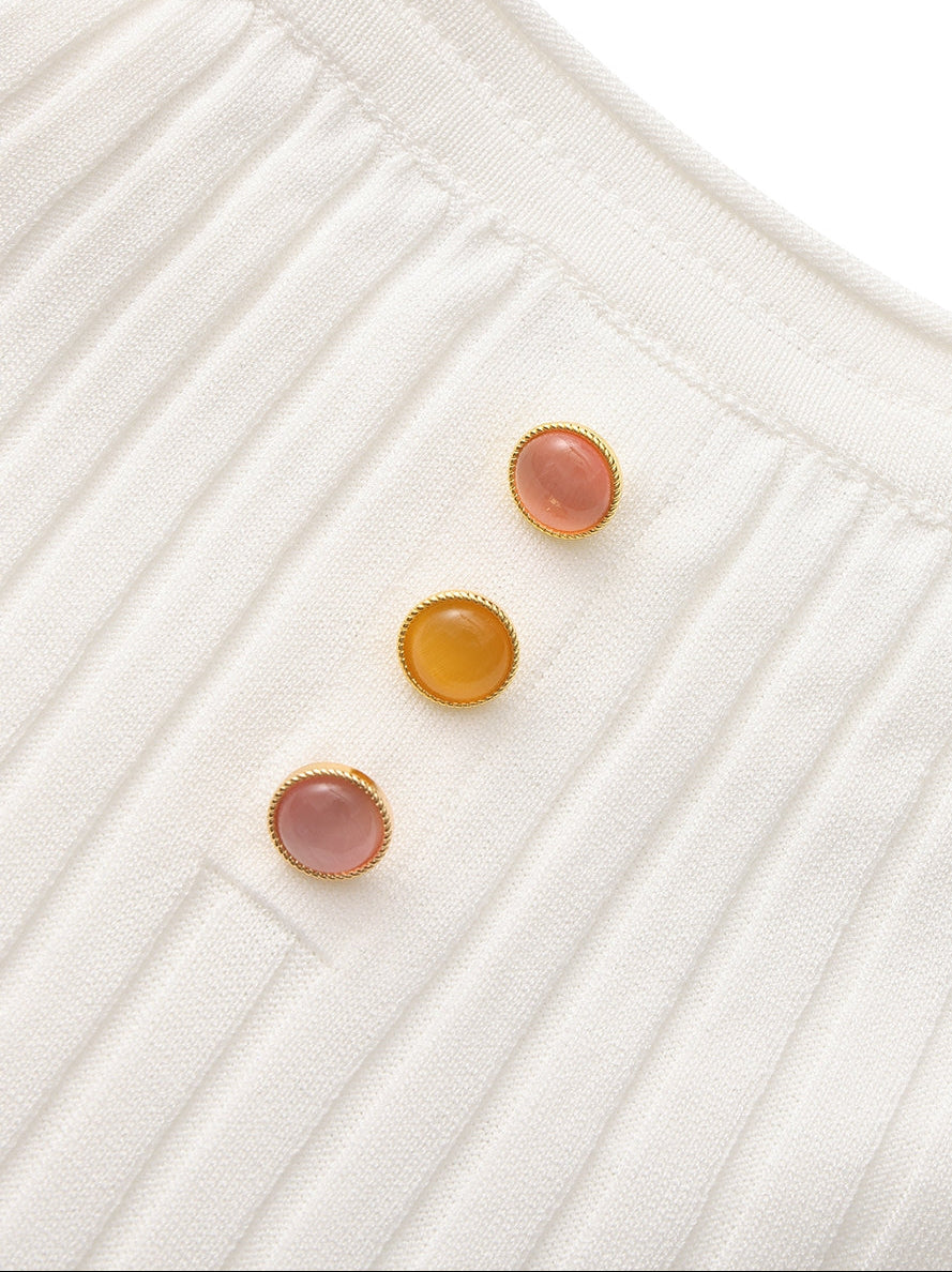 Ava Reverse Halter White Knit Flared Dress