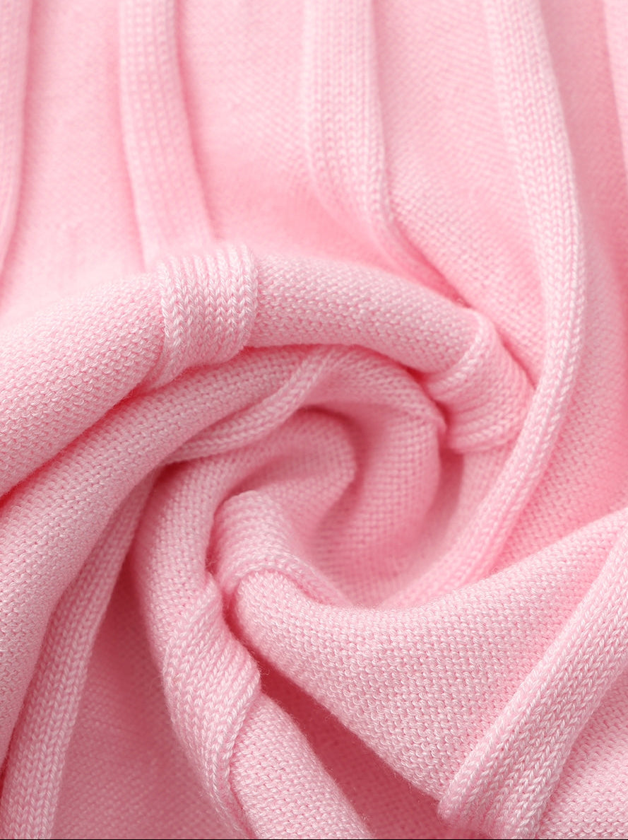 Ava Reverse Halter Pink Knit Flared Dress