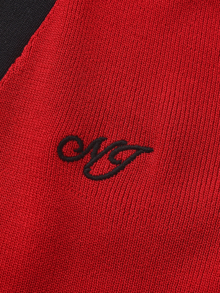 Elle Contrast Halter Red Knit Mini Dress