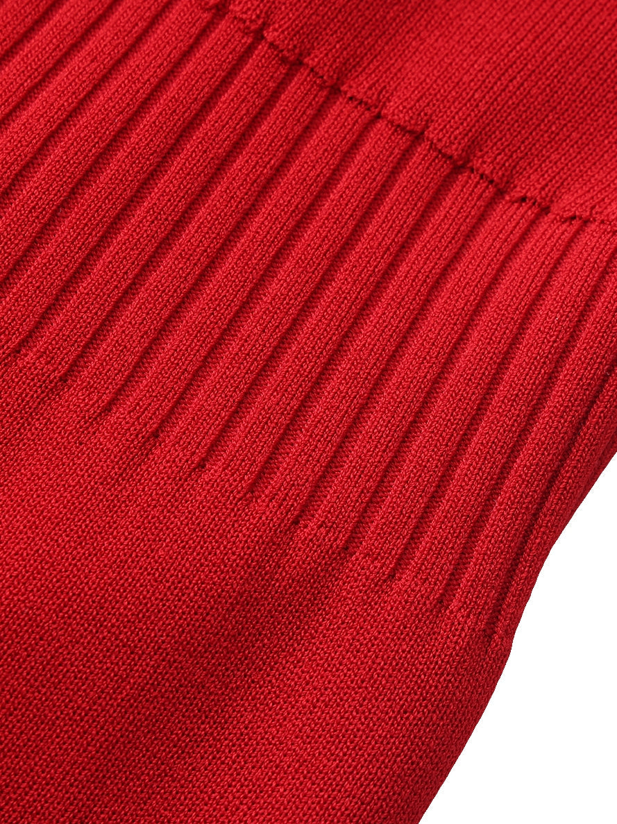 Elle Contrast Halter Red Knit Mini Dress