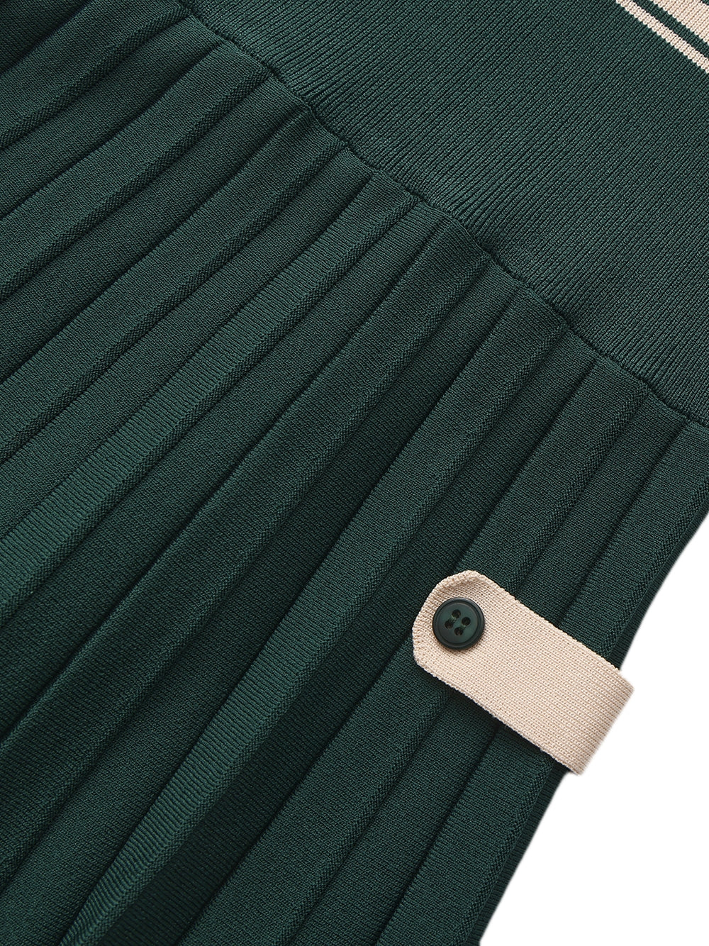 Ivy Colorblock Deep Green Knit Mini Dress