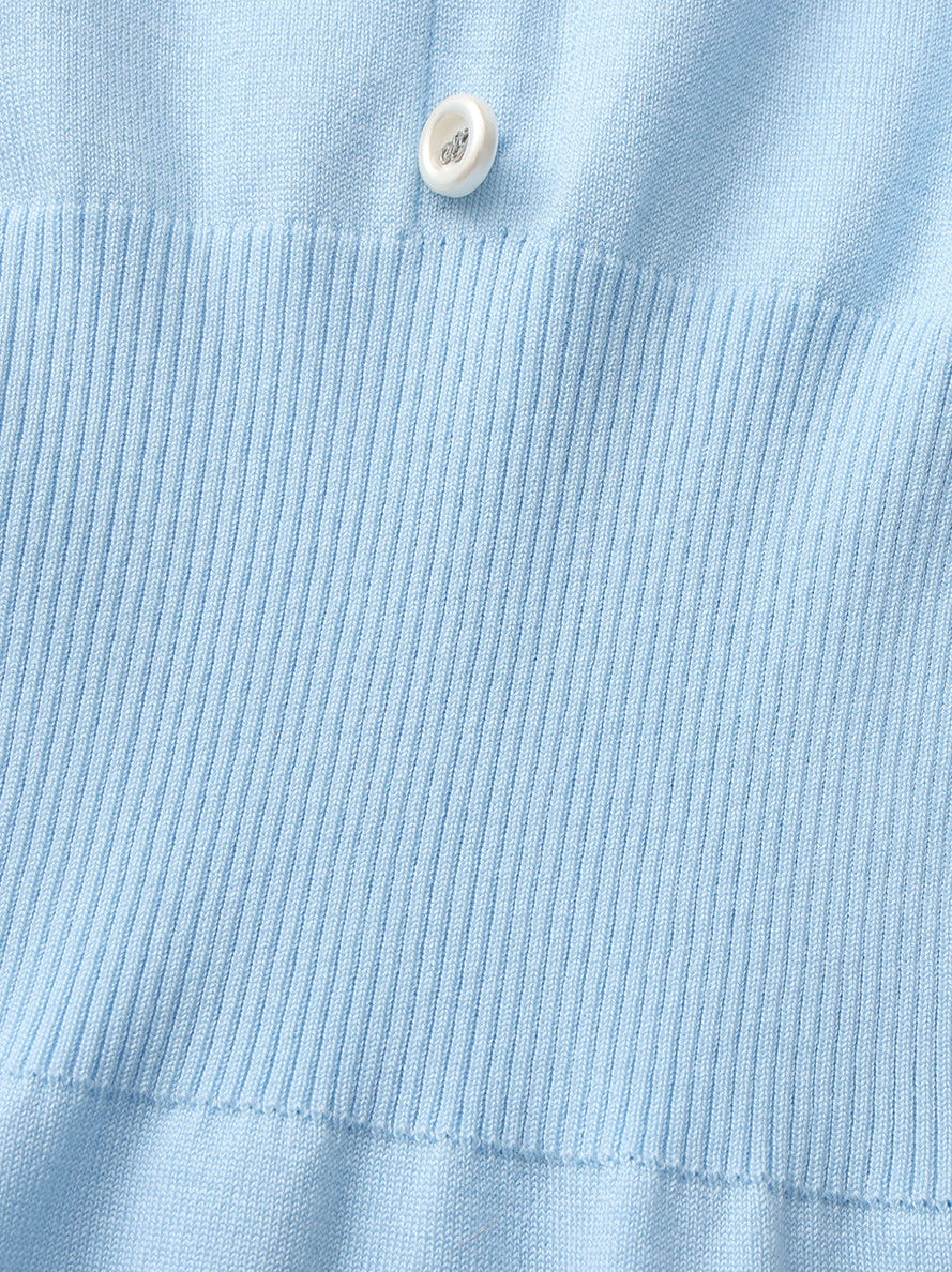 Wilhelmina Contrast-Trim Knit Light Blue Mini Dress