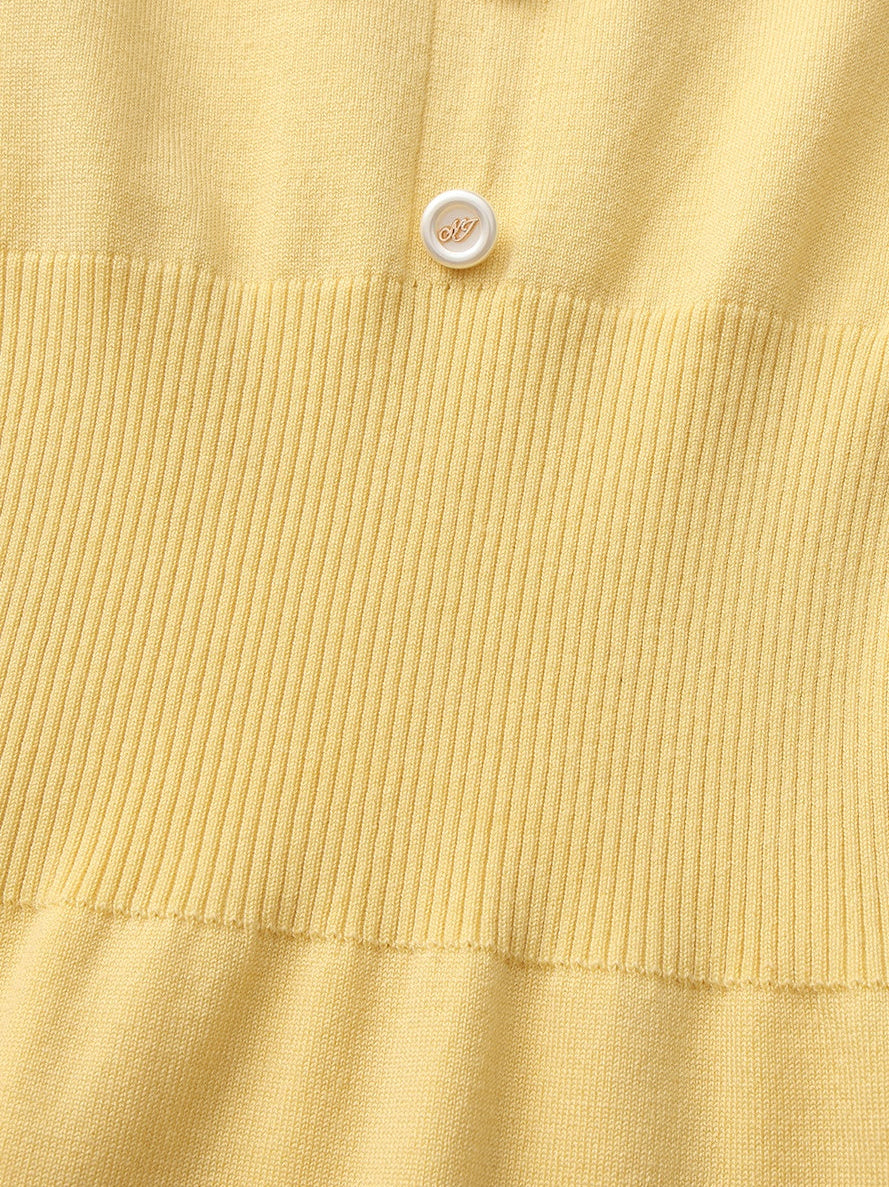 Wilhelmina Contrast-Trim Knit Yellow Mini Dress