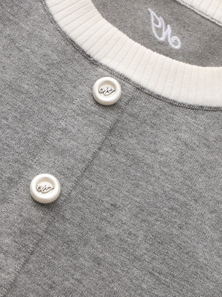 Wilhelmina Contrast-Trim Knit Grey Mini Dress