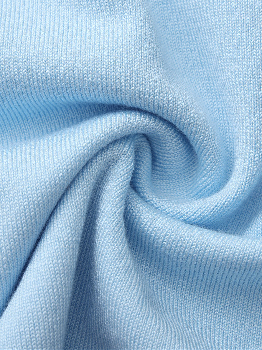 Wilhelmina Contrast-Trim Knit Light Blue Mini Dress