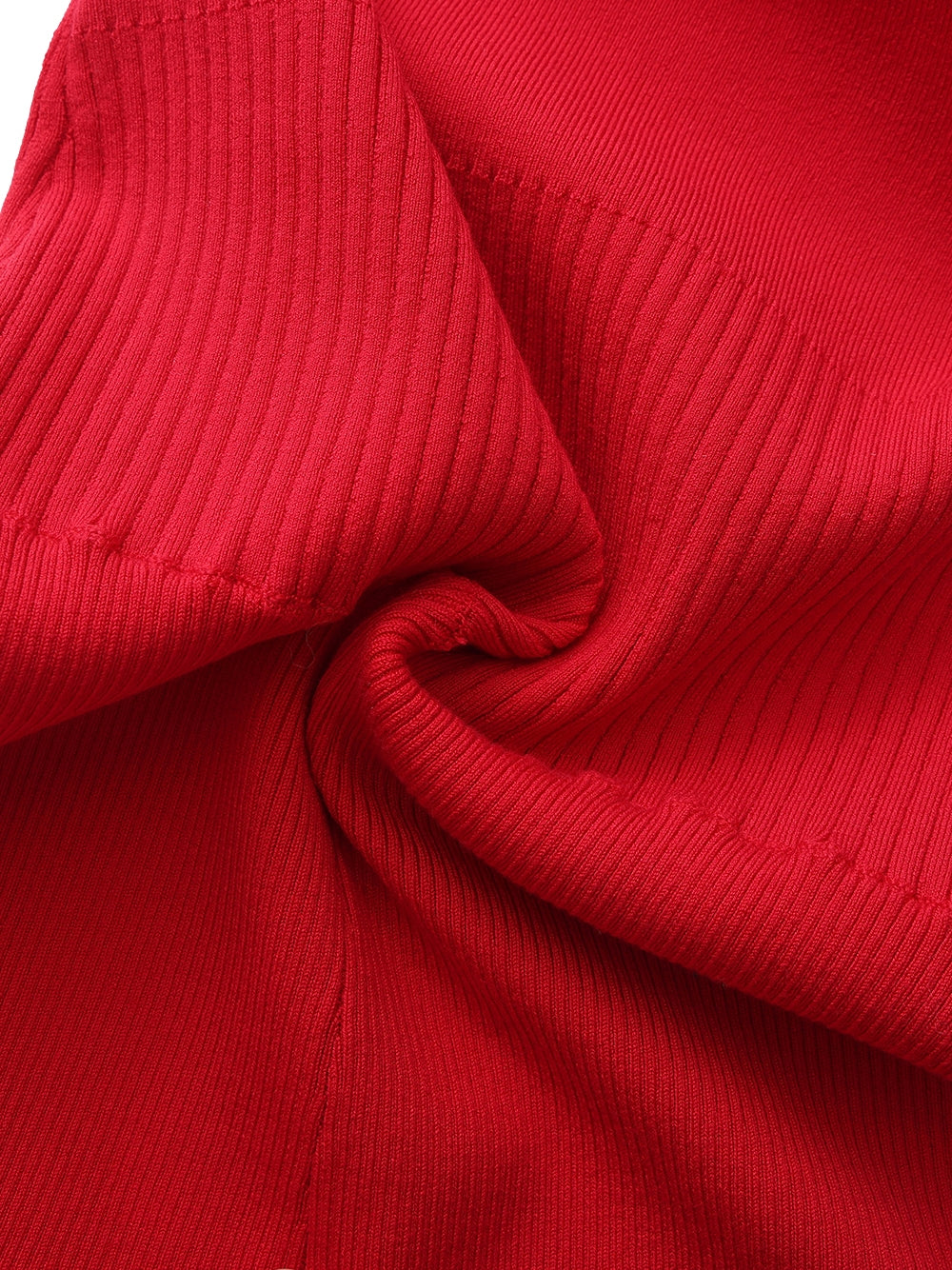 Ava Contrast Halter Knit Red Romper