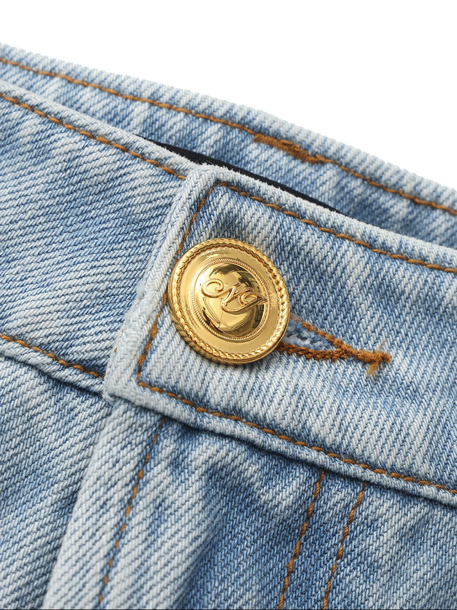 Ava Low-Rise Light Blue Straight Leg Jeans