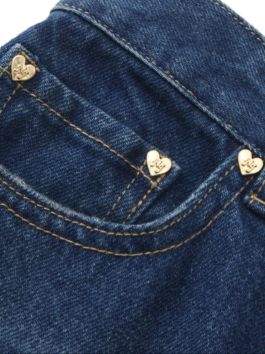 Ava High-Waist Blue Straight Leg Jeans