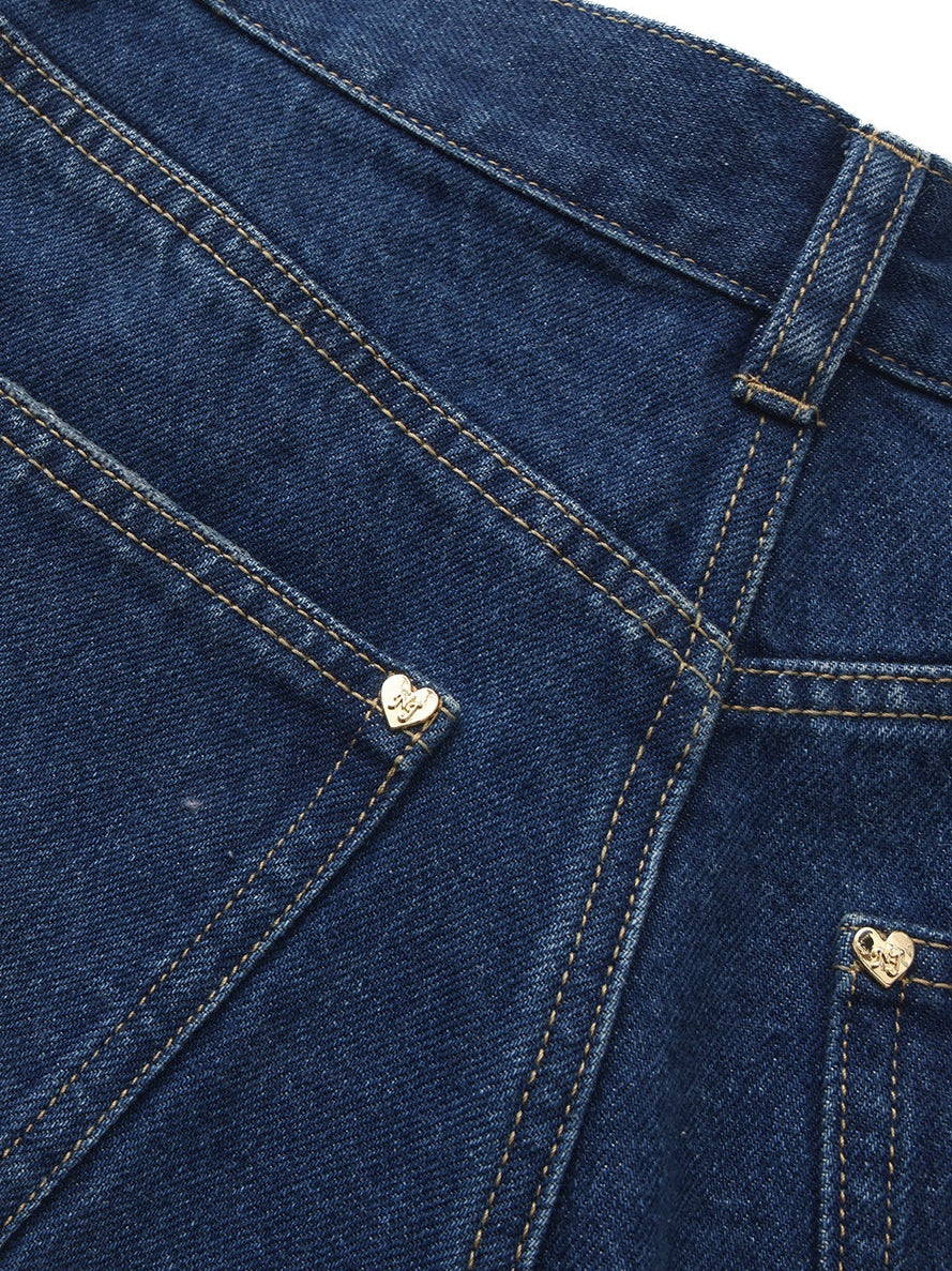 Ava High-Waist Blue Straight Leg Jeans