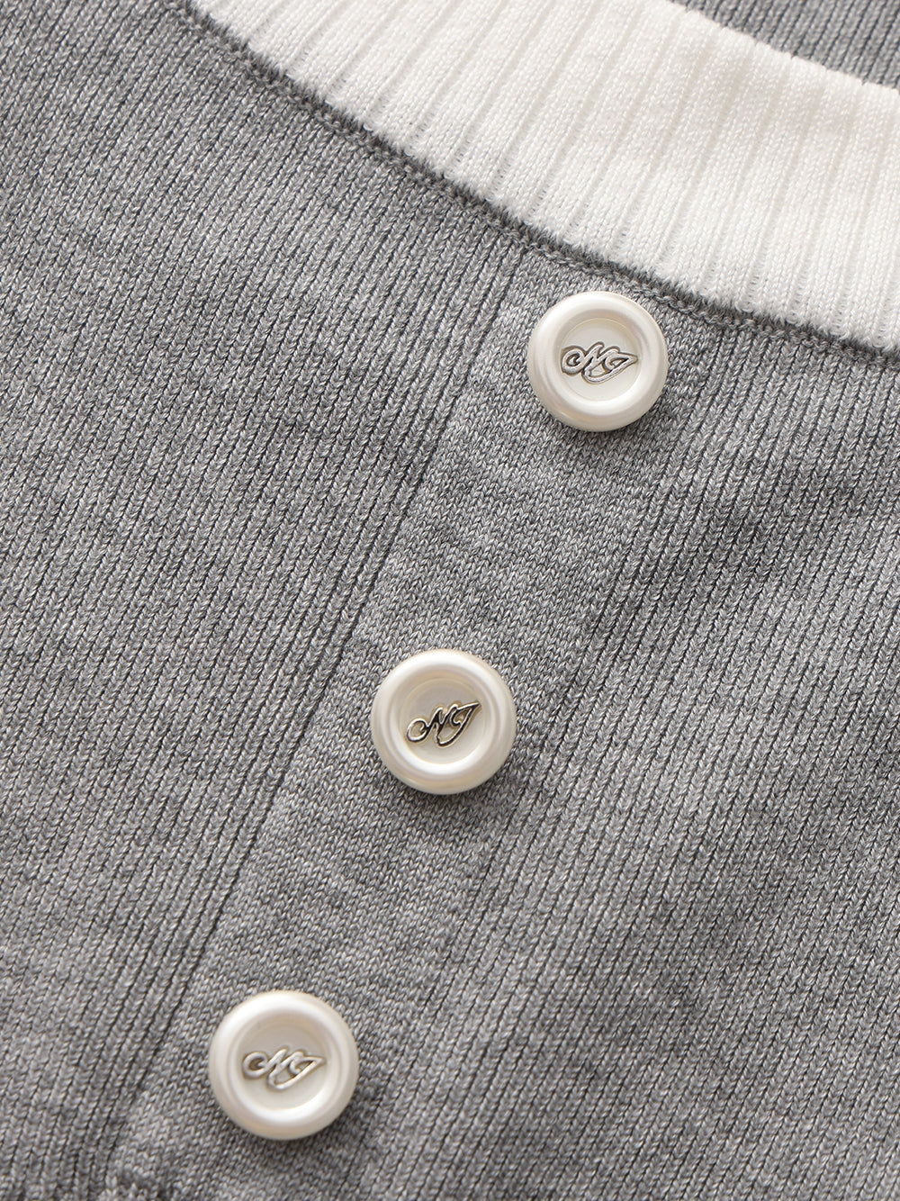 Millie Contrast-Trim Grey Knit Top