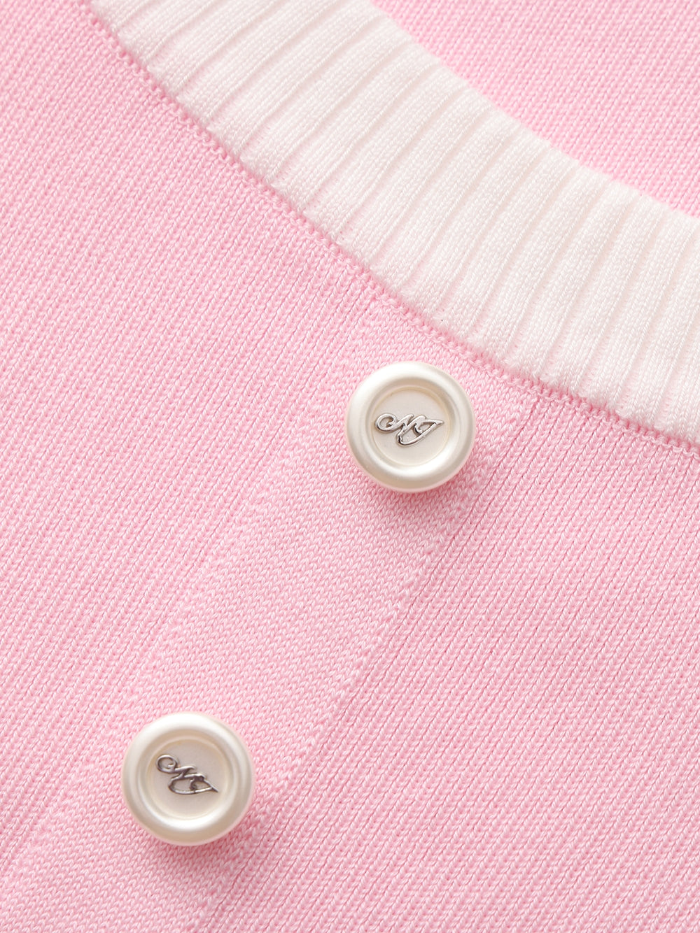 Millie Contrast-Trim Pink Knit Top