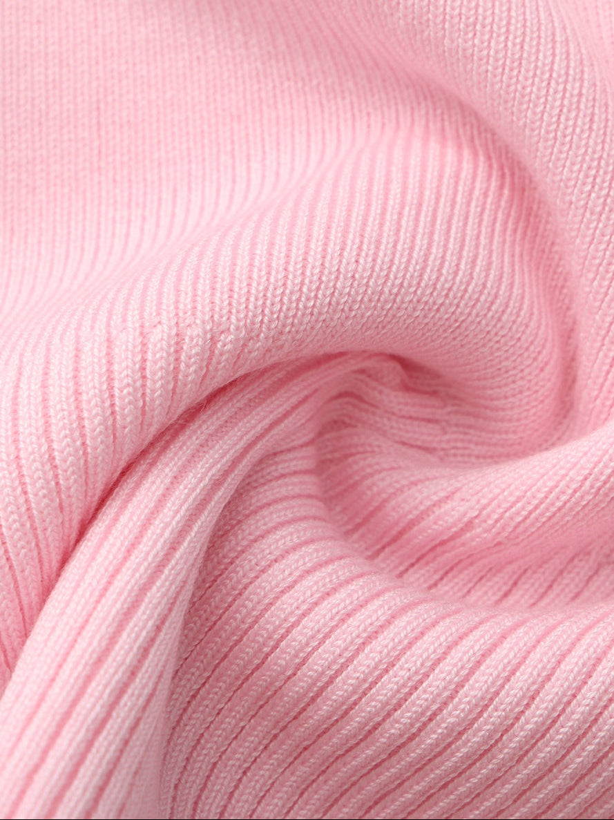 Millie Contrast-Trim Pink Knit Vest