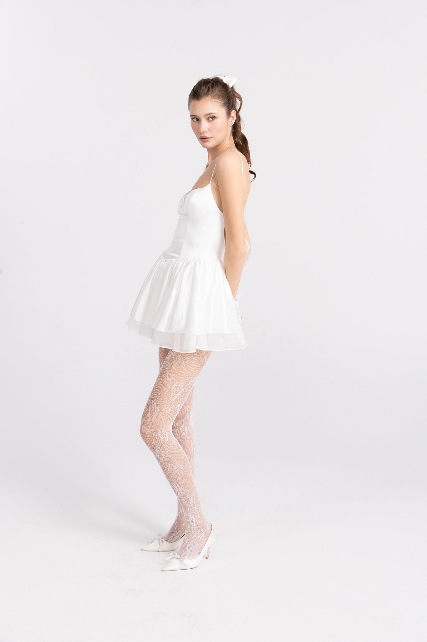 Veronica Backless Mini Dress (White)