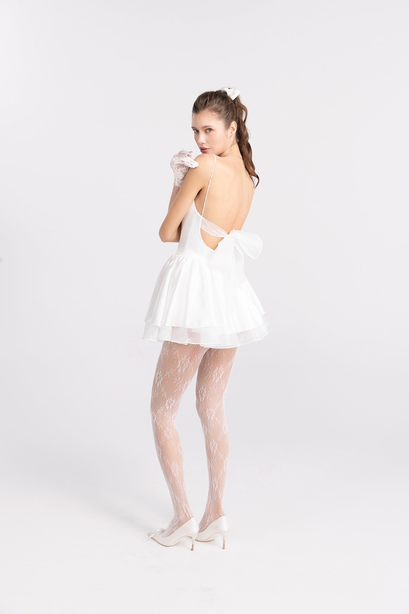 Veronica Backless Mini Dress (White)