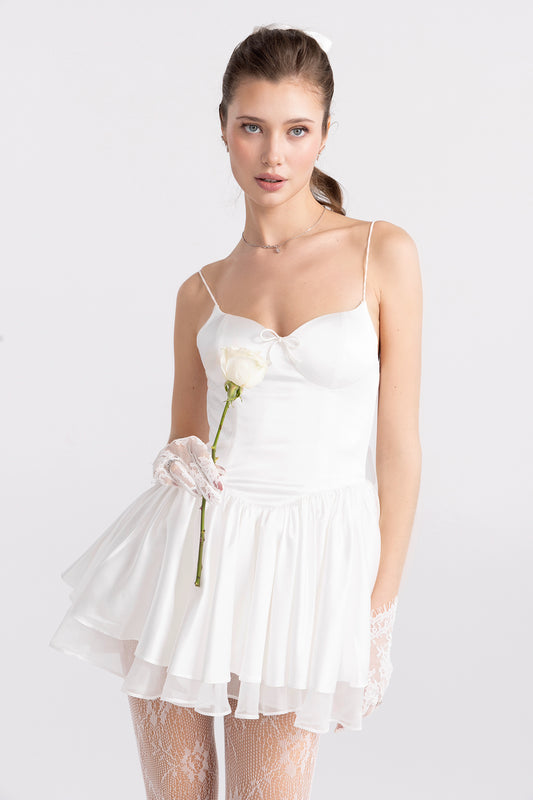 Veronica Backless Mini Dress (White)