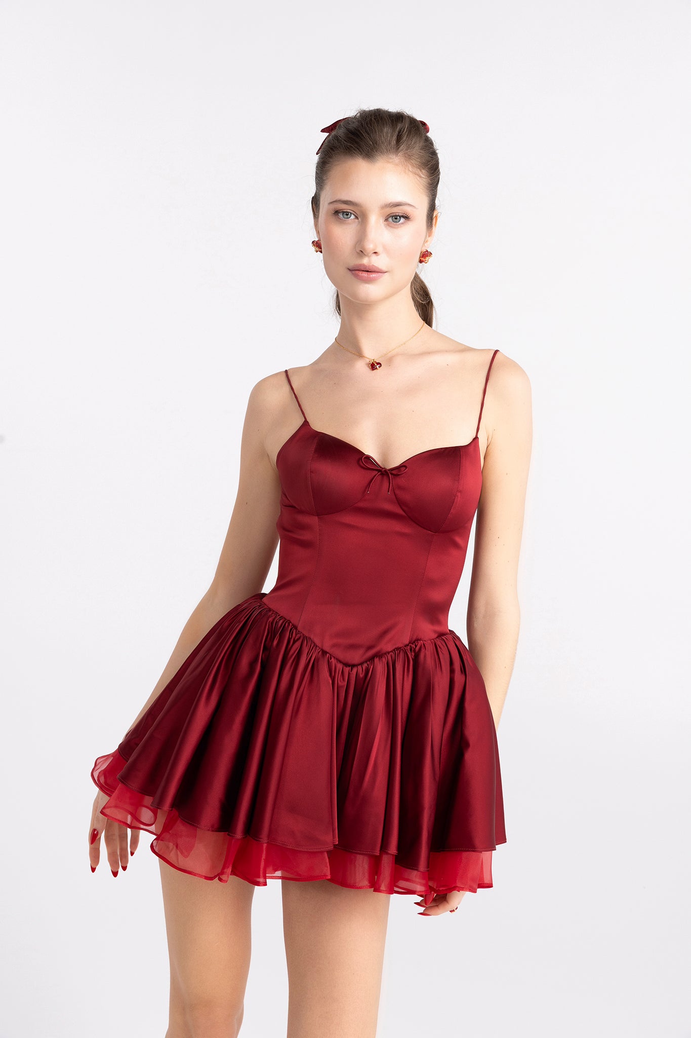Veronica Backless Mini Dress (Red)