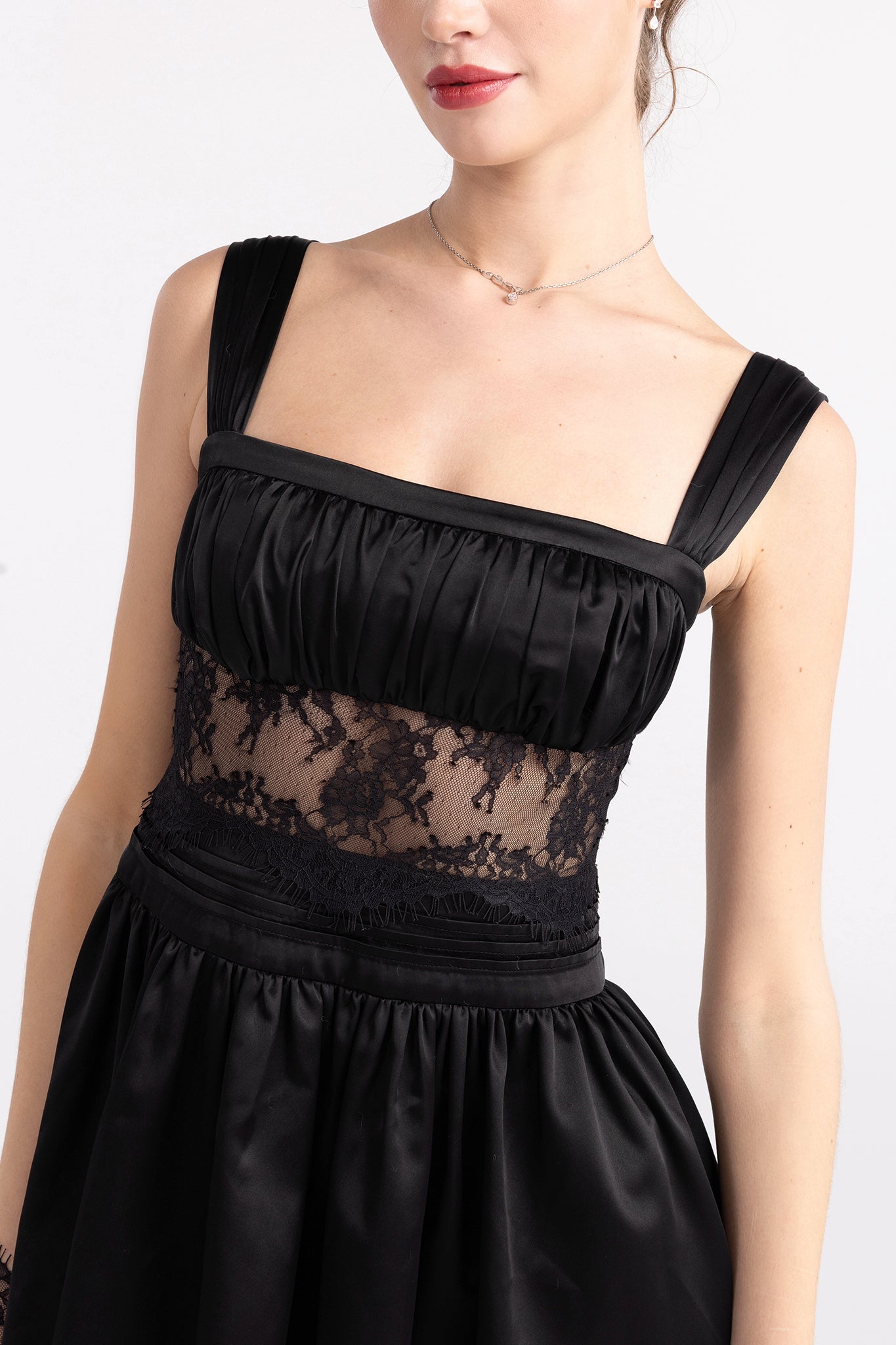 Naomi Lace Satin Mini Dress