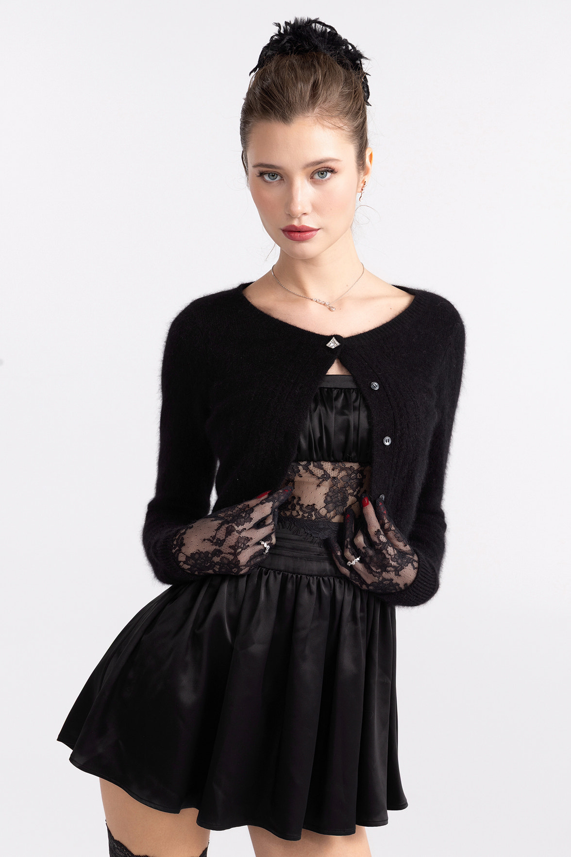 Naomi Lace Satin Mini Dress: Black Mini Dress for Cocktail Party | Nana Jacqueline Naomi Lace Satin Mini Dress: Black Mini Dress for Cocktail Party | Nana Jacqueline