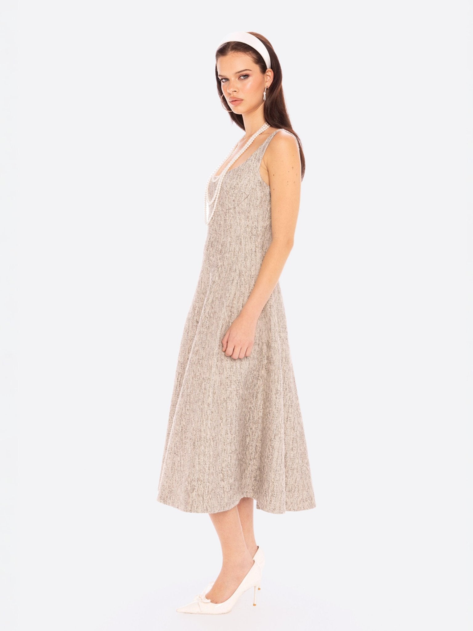Josephine Dress: Gray Midi Dress for Garden Party | Nana Jacqueline Josephine Dress: Gray Midi Dress for Garden Party | Nana Jacqueline