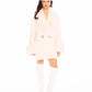 Althea Faux Fur Collar Cocoon Coat (White)