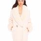 Althea Faux Fur Collar Cocoon Coat (White)