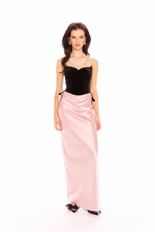 Amor Strapless Velvet Maxi Dress