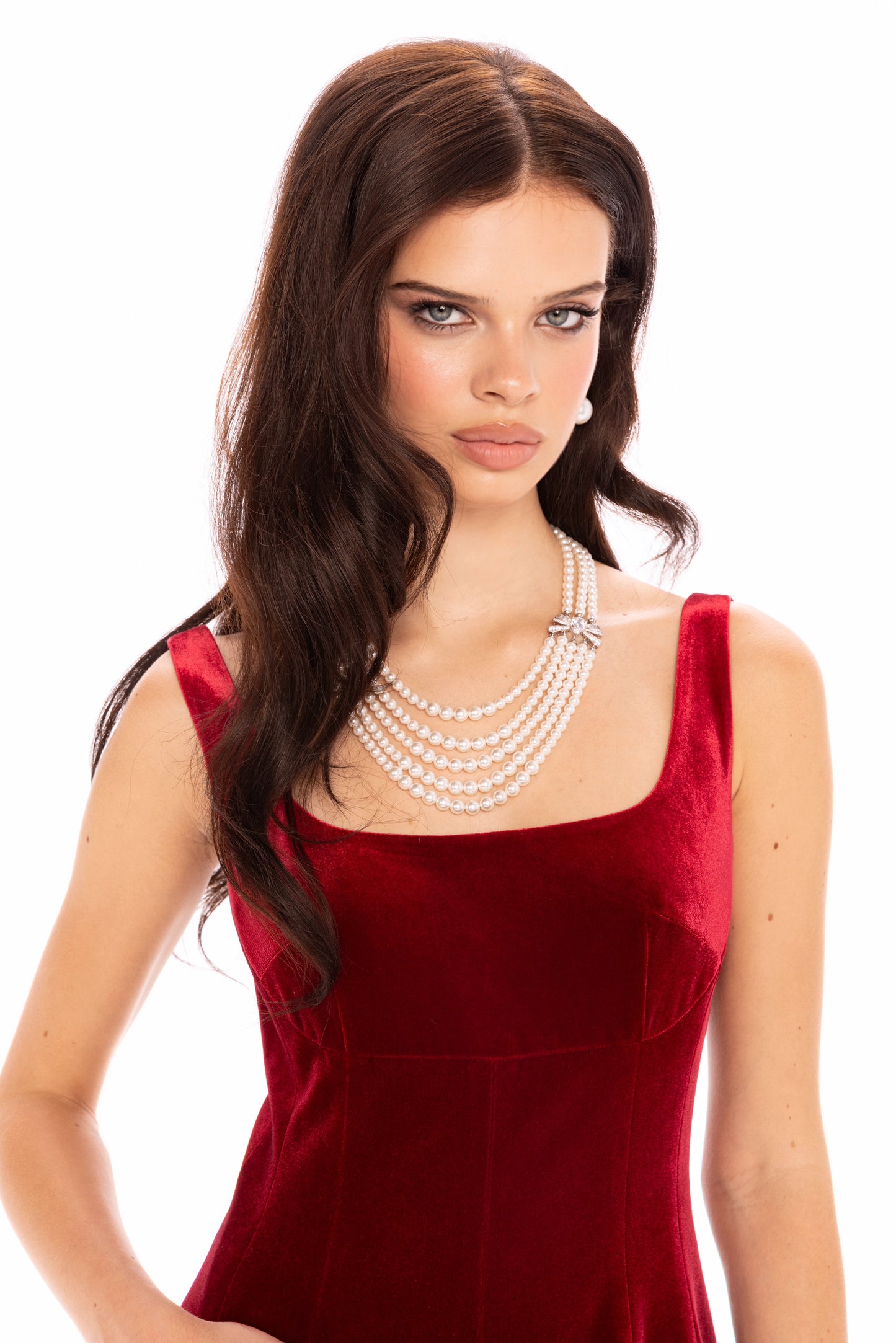 Eleanora Velvet Maxi Dress (Red)