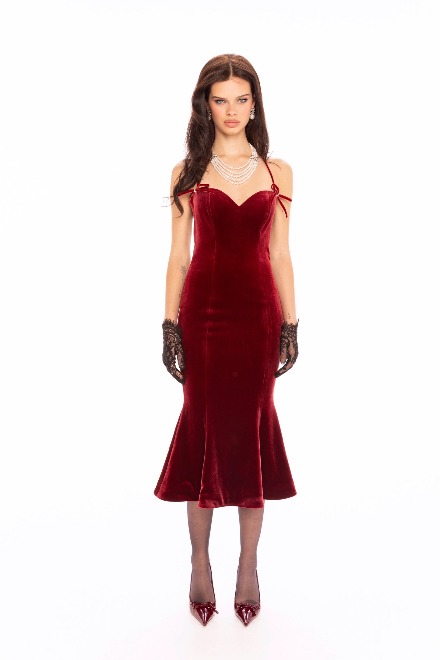 Althea Velvet Maxi Dress (Red)