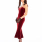 Althea Velvet Maxi Dress (Red)