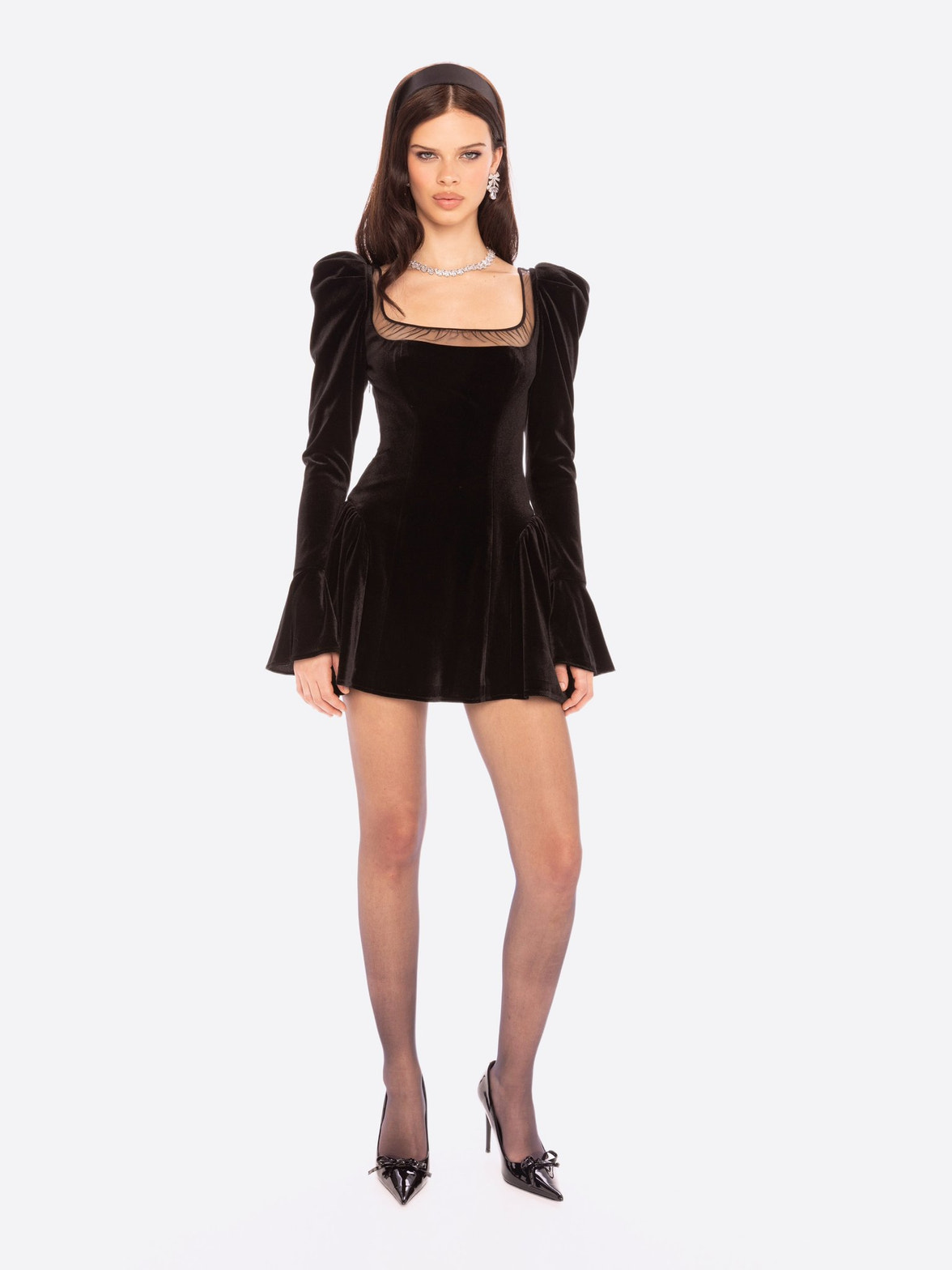 Leonora Velvet Mini Dress: Black Mini Dress for Cocktail Party