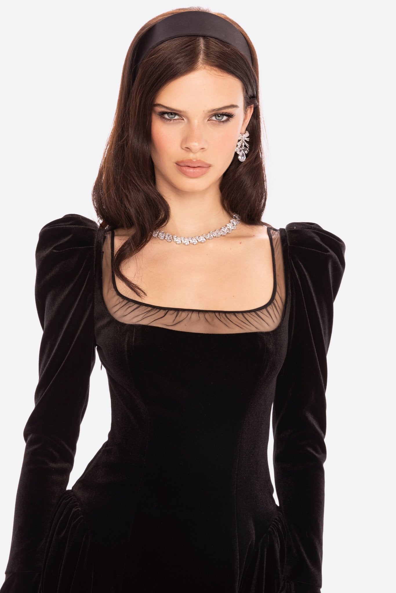 Leonora Velvet Mini Dress: Black Mini Dress for Cocktail Party