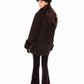 Althea Faux Fur Collar Cocoon Coat (Black)