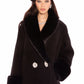 Althea Faux Fur Collar Cocoon Coat (Black)