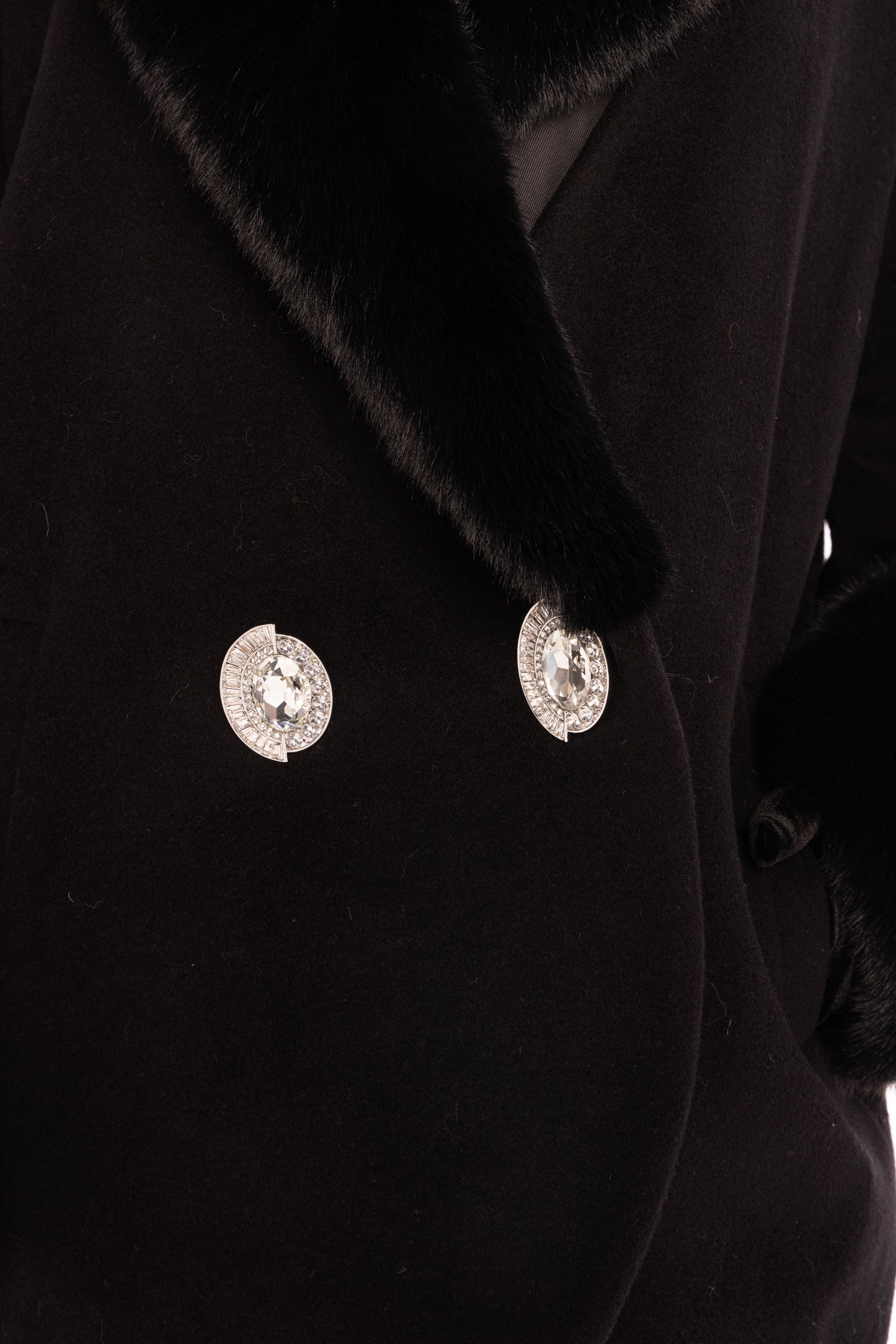 Althea Faux Fur Collar Cocoon Coat (Black)