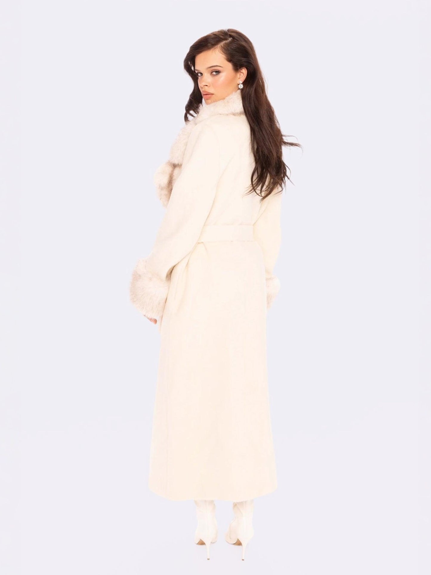 Adriana Faux Fur Coat (Off-White)