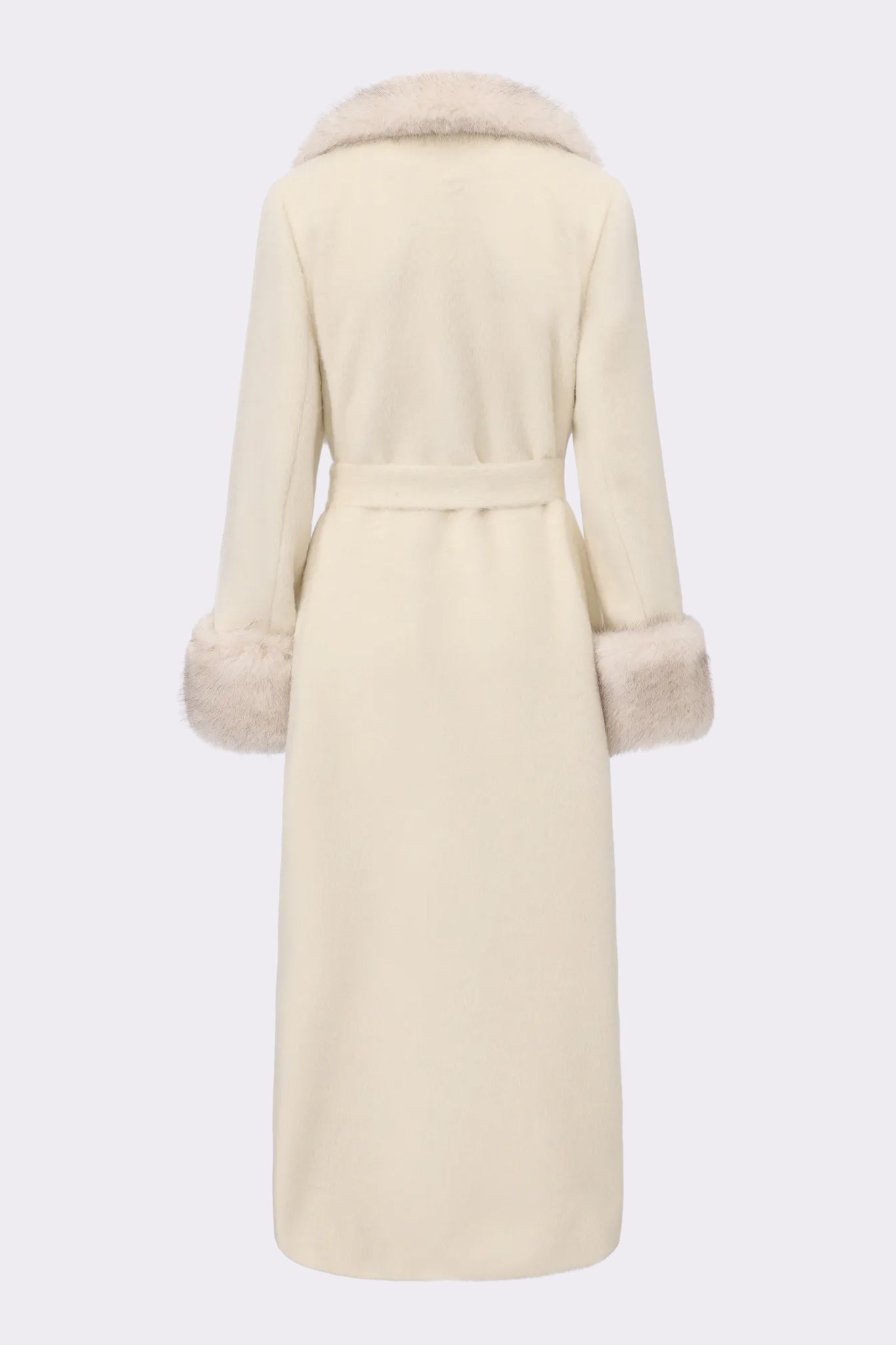 Adriana Faux Fur Coat (Off-white) | Long Winter Coat for Women
