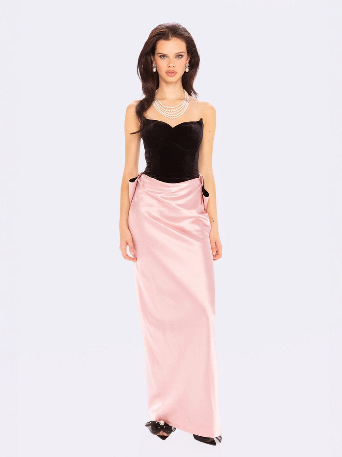 pink velvet maxi dress Pale Pink Velvet Convertible Maxi Dress, Bridesmaid Gown