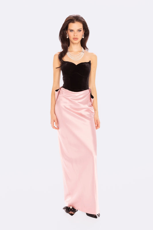 Amor Strapless Velvet Maxi Dress