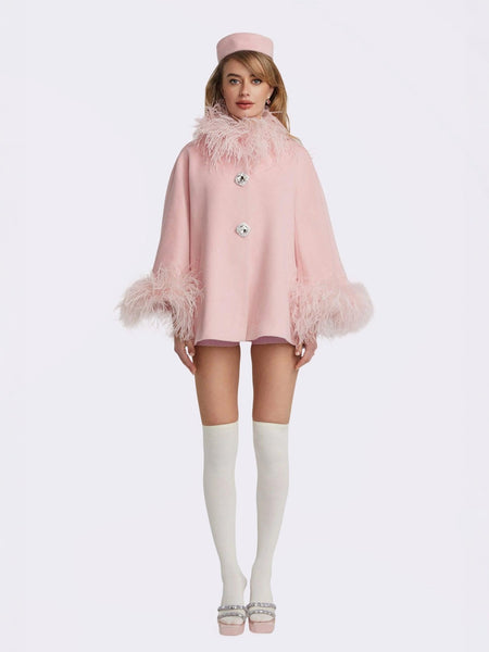 最終値下げ！LEONARD シルクピンク キルティング ロングコート9号！ Angelica Feather Coat: Pink Coat for Holiday Party | Nana Jacqueline