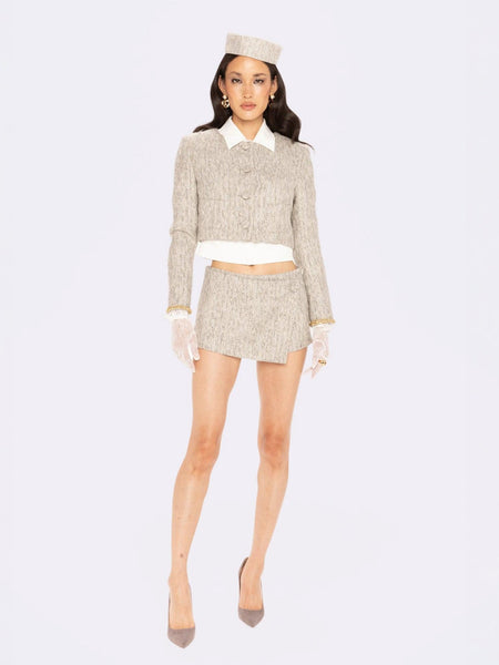 Francesca Cropped Coat: Gray Cropped Coat for Brunch | Nana Jacqueline