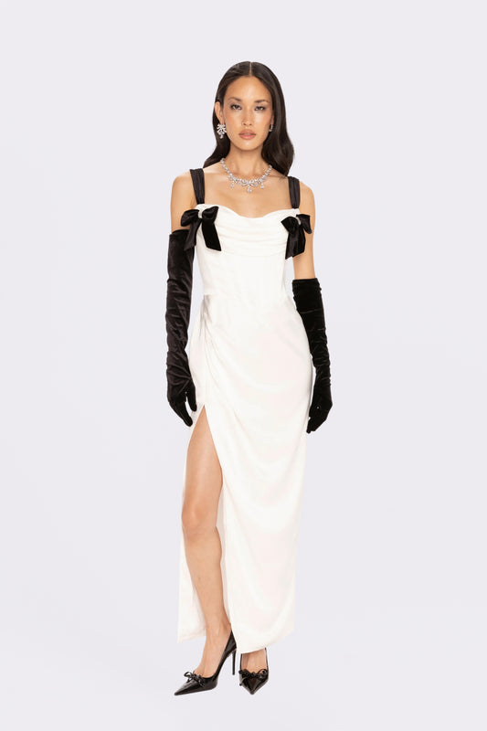 Grace Bow Maxi Dress (White)