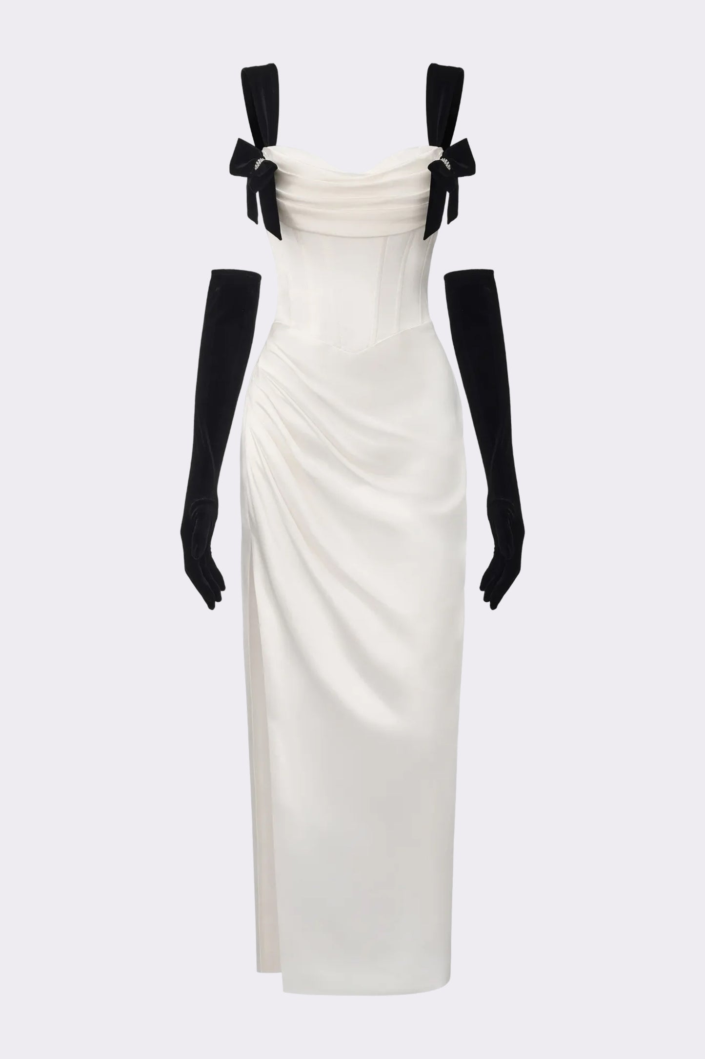Grace Bow Maxi Dress (White)