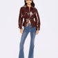 Isabella Vegan Leather Jacket (Claret)