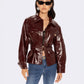 Isabella Vegan Leather Jacket (Claret)
