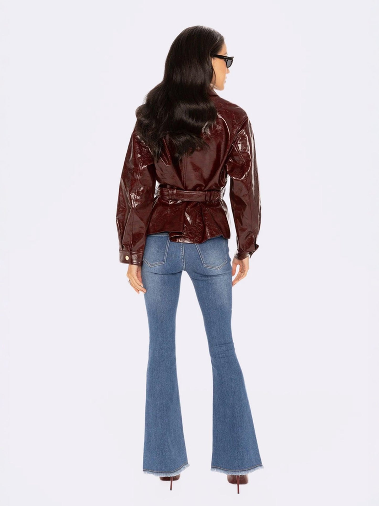 Isabella Vegan Leather Jacket (Claret)