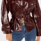 Isabella Vegan Leather Jacket (Claret)