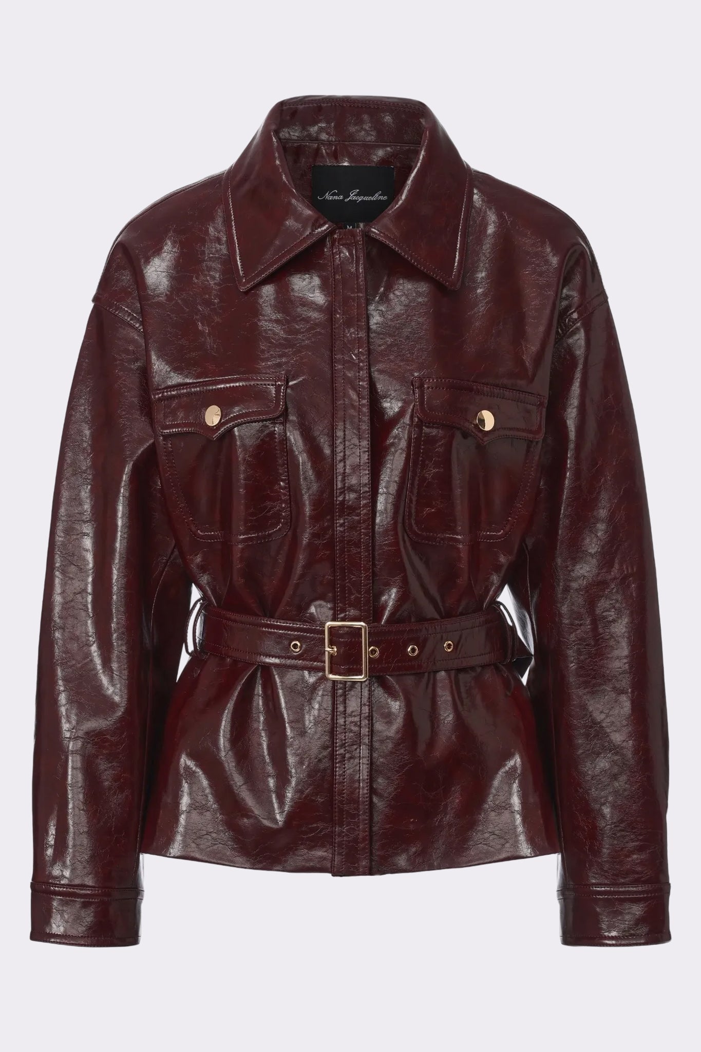 Isabella Vegan Leather Jacket (Claret)